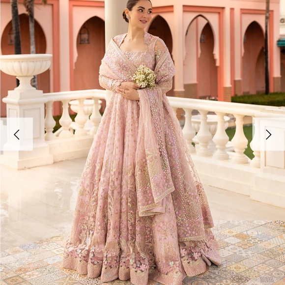 Faiza Saqlain Dresses & Skirts - Faiza Saqlain Ruzova Blush Pink Embroidered Net Long Sleeve Dress
